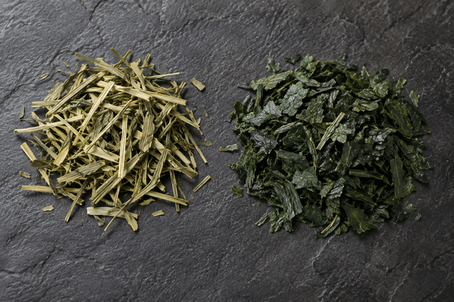 Tea stems separated from refined tencha leaves