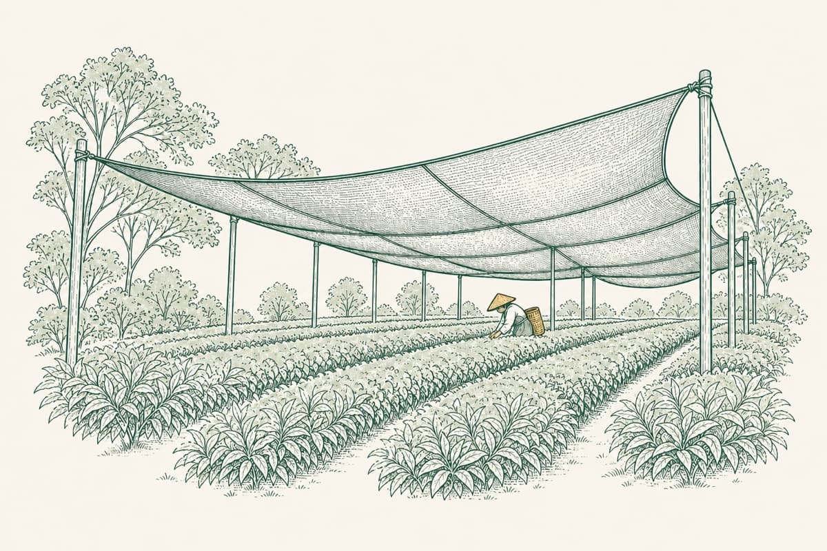 A shade-grown tea field in Japan